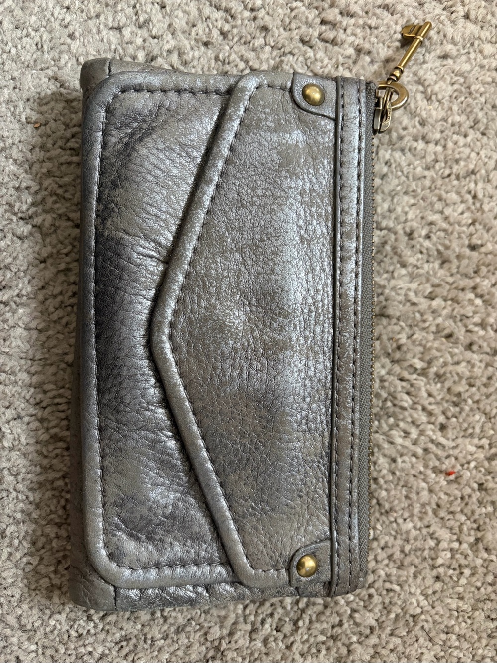 Fossil metallic grey leather wallet
